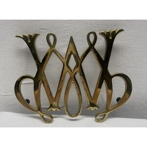 Brass William and Mary Cypher Trivet Classic Traditional Williamsburg 1950 Decor